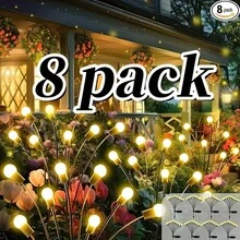 2/4/6/8-Piece Outdoor Garden Path Lights, Solar-Powered Firefly String Lights, IP44 Waterproof Rating, Solar Decorative Lighting For Patios And Yards, Made Of Weather-Resistant Plastic, Easy To Install (Mounting Accessories Included) - Warm Color - View 13