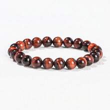 1pc 6/8/10mm Natural Stone Beaded Bracelet, Bohemian Style Tiger Eye/Amethyst/Agate Healing Stone Bracelet, Layerable Colorful Handmade Jewelry For Women - Multicolor - View 117