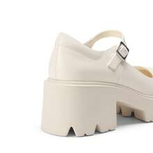Women's Mary Janes Shoes For Women, Platform Dress Low Heel Chunky Pumps Round Toe Ankle Strap Pumps Shoes Oxfords - 米色 - 查看 7