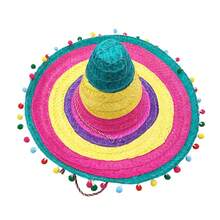 Unisex Carnival Straw Hat Mexican Party Sombrero, Festival Theme Hat Photo Prop For Fiesta Celebration - 彩色 - 查看 7