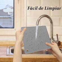 Ausein Salvamanteles de 4 Piezas, Salvamanteles de Silicona Antideslizantes, Multiusos, Calidad Alimentaria y Sin BPA, Porta Caliente para Mesa, para Ollas, Sartenes, Vajillas, Vasos y Platos (Gris) : Hogar y Cocina - gris - Ver 5