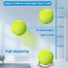 Trzy fluorescencyjne żółte wiaderka o wysokiej elastyczności z piłkami tenisowymi, pogrubione, wodoodporne, odporne na plamy i zmywalne, o średnicy 64 mm, do zawodów i treningów