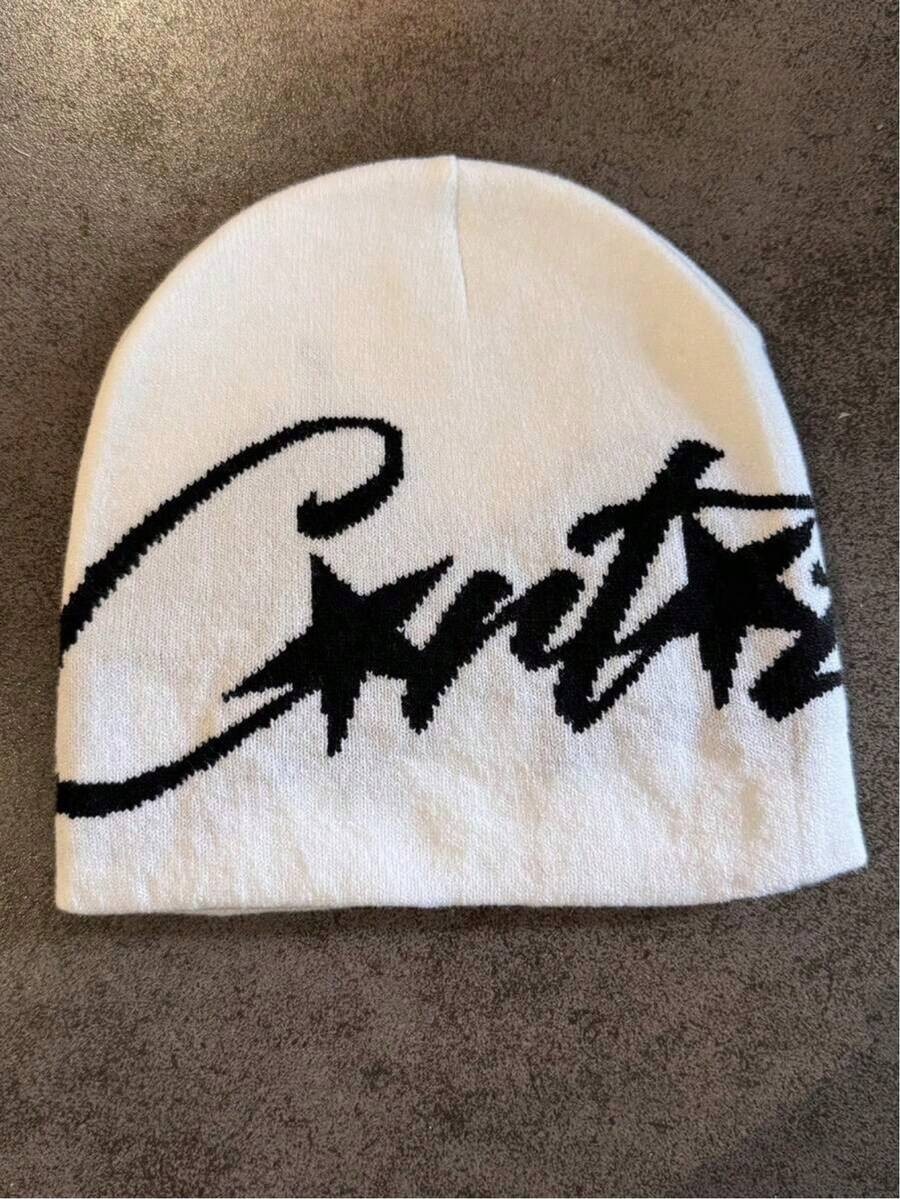 1 pieza Gorro de punto con letra de nicho, accesorio de cabeza cálido unisex adecuado para uso casual, calle, parejas, estudiantes en otoño/invierno