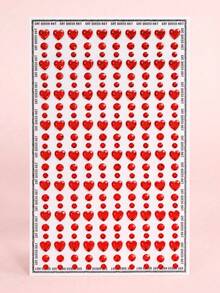 1pc 3d Simulation Large Red Heart Shaped Rhinestone Sticker For Eye/Face Decoration, Diy Music Festival/Y2k Themed Party Makeup