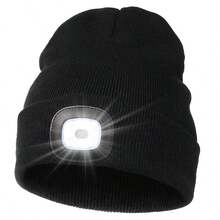 1pc Unisex Beanie Hat With LED Light, LED Light Replaced With Button Battery Knitted Hat, Hands-Free Headlight Hat, Suitable For Night Walking, Camping, And Hunting - Luminous Knitted Hat - View 10