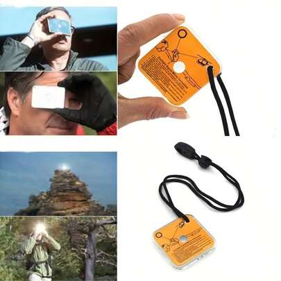 1pc Multifunctional Survival Signal Mirror: The Ultimate Tool For Outdoor Adventures Such As Hiking, Camping, And Mountain Climbing!