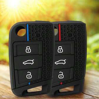 硅胶钥匙包保护套适用于大众高尔夫 7 MK7 Tiguan MK2 T-T-Cross 斯柯达明锐科迪亚克 Karoq 西雅特 Ateca Leon 钥匙扣