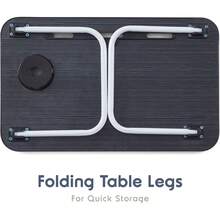 Portable Lap Desk Bed Table Tray, Laptop Stand With Cup Holder & Tablet Slot & Lifting Handle For Working Writing Drawing & Eating - Black - View 2