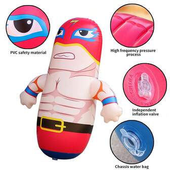 PVC Inflatable Punching Bag Cartoon Muscle Man Shaped, Thick Outdoor Stress Relief Boxing Column