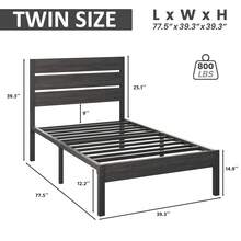 Gunji Twin & Full & Queen Bed Frame With Headboard And Footboard , 12.2in Under Bed Storage, All-Metal Support System, No Box Spring Needed,Noise Free, Easy Assembly - Xám - Xem 10