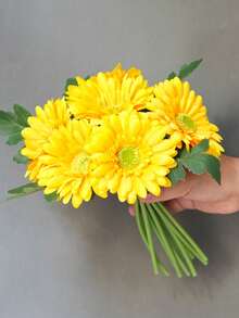 1束12头仿真菊花和向日葵，桌面装饰，摄影道具，花束