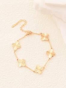 1 pièce Bracelet creux à fleur de trèfle, convient pour le port quotidien des femmes - Multicolore - Voir 9