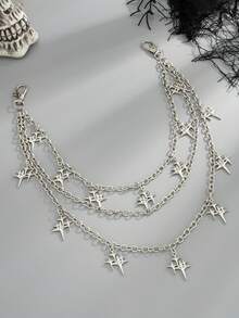 1pc Women's Fashionable And Sparkling Star Pants Chain, Multi-Layer Metal Waist Chain, Hanging Chain, Personalized And Versatile Pants Chain - Multicolor - View 4