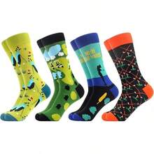 Men's Funny Novelty Crazy Pattern Dress Socks For Gifts - 綠/黑/橙/多色高爾夫-4米 - 查看 12