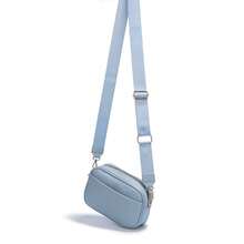 Bolso bandolera de PU de color liso 2025 (1 pieza), bolso de hombro cuadrado compacto con correa ajustable, bolso pequeño multifuncional para desplazamientos y actividades de ocio, minibolso versátil para todo el año. - Azul - Ver 2