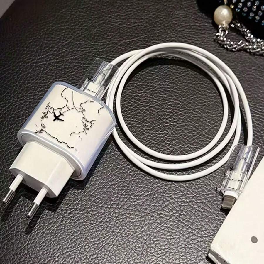 3个装 20W 欧规插头快充保护壳，兼容 13/14/15/16，TPU 材质，圆形充电口数据线盖，不含电池和电子元件 - 無色 - 查看 1