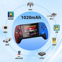 圣诞装饰 Q21 便携式复古视频手持游戏机 3.5 英寸操纵杆控制台内置 500 个游戏无线控制器游戏棒可充电连接电视（采用经典红蓝/蓝/红/白配色方案） - 彩色 - 查看 7