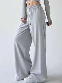 Women's Casual Loose Straight Leg Pants, Suitable For Running, Workout, Gym, Outdoor Travel, High Street Fashion, Breathable, All Season - Grey - View 6