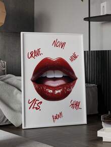 1pc Unframed, Crimson Lips Glam Poster Red Fashion Illustration High-Quality Print, Classic Art Deco Style, Ready To Hang For Living Room, Bedroom, Holiday Parties & Indoor Decor, Movie Wall Art, Bedroom Artwork, Sophisticated Aesthetic, Textured Finish