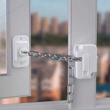 1 Stück Fenster-Sicherheitskette ohne Bohren, Metall- und Kunststoff-Sicherheitsriegel gegen Absturz für Schiebetüren und -fenster, Sicherheitsvorrichtung für Hochhäuser, Kühlschrank- und Schranktürschloss