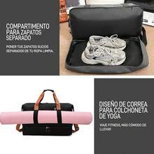 JeeLeeko Maleta Deportiva Bolsa para gym Diseño de Separación Húmedo y Seco Bolsa de viaje con ompartimento para Zapatos, para Hombres y Mujeres moda impermeable(Caqui) - gris - Ver 7