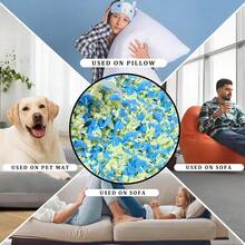 Bean Bag Filler Refill - 1LB Premium White Shredded Memory Foam Stuffing | Compatible With Bean Bag Chairs | Soft, Supportive & Odor-Free Filling For Dolls, Pet Beds And Pillows (Blue&Yellow) - 藍色和黃色 - 查看 5
