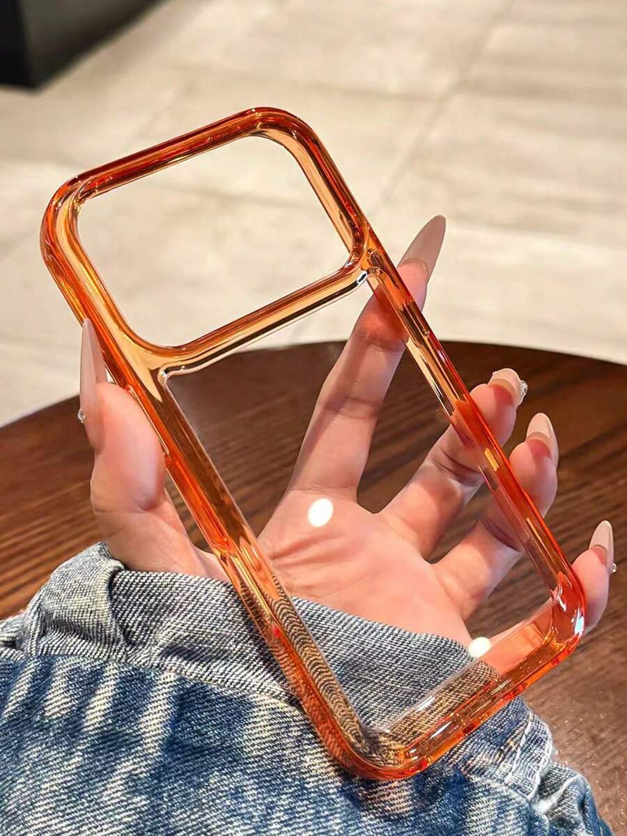 Luxury Transparent Shockproof Armor Case Compatible With IPhone 16 15 14 13 12 Pro Max 17 Pro Max 17 Air 16E 11 Plus Clear Bumper Acrylic Cover - Orange - View 1
