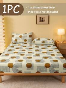 1pc Digital Printed Fitted Sheet, Mattress Protector, Soft & Breathable, Anti-Pilling, Home Decor, Bedroom Bedding, Minimalist Round Polka Dot Pattern Fitted Sheet, Fashionable Mattress Cover - Multicolor - View 2