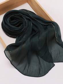 女士柔软欧根纱闪光穆斯林头巾披肩，秋冬新品 - 彩色 - 查看 19