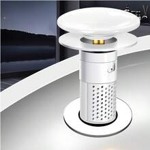 1 pieza Tapón de drenaje de fregadero con tapa de cerámica resistente (núcleo de latón) con cesta resistente a obstrucciones, adecuado para baño, cocina - Filtro de drenaje de bañera/ducha, atrapa pelos, tapón de drenaje fácil de instalar