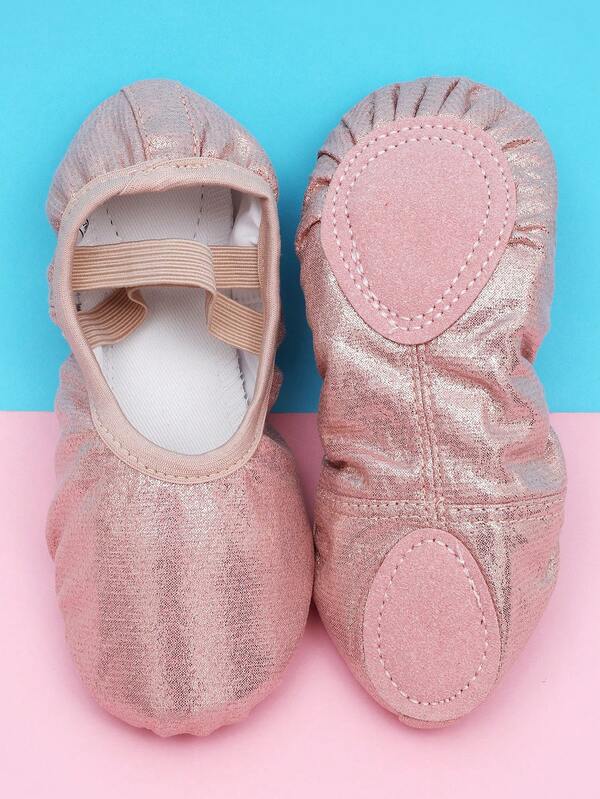 Sapatos de treino infantil para ambientes internos, sapatos de dança para todas as estações, brilhantes, resistentes à sujeira, resistentes ao desgaste, tecido totalmente elástico, sola macia, confortável, resistente ao desgaste, faixa elástica, sem cadarço, sapatos de balé