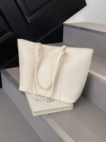 Women's Fashionable Versatile Tote Bag For Daily Commute - Beige - View 6