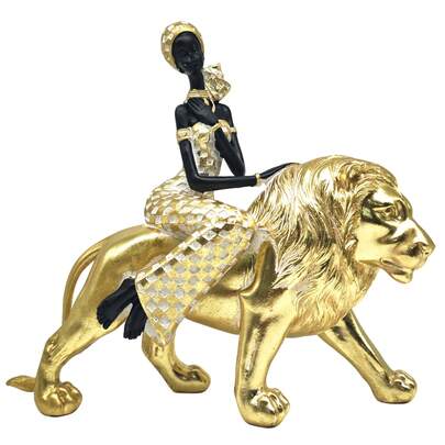 African Lion Statues For Home Decor,13.6" Animal Lady Sculptures,Table Top Bookshelf Living Room Decoration,Art Figure Figurines Unique Housewarming Gifts For Women