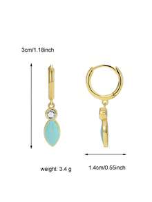 Charm-In 1 par de pendientes de piedra de circonita geométrica con baño de oro de 18K, regalo para el Día de San Valentín, Día de la Madre