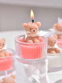 1/4支装豪华泰迪熊玻璃罐蜡烛 | 奶油色大豆蜡（白色/蓝色/粉色），配丝带 | 香氛家居装饰，送给女性/青少年生日的独特礼物，精美新娘送礼会和节日回礼 - 彩色 - 查看 10