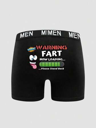 Men's Black Simple Fashion Butt Letter Progress Bar Graphic Comfortable Breathable Elastic Everyday Boxer Briefs