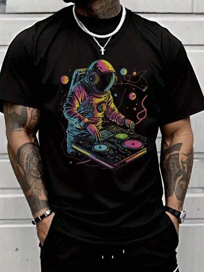 Camiseta de algodón 100 % grueso con gráficos geniales de DJ astronauta, DJ espacial y EDMSudadera con Capucha para Hombres, Oso Divertido Estampado, Negro, 100% Poliéster, 280G, Suave y Adecuada para el Tiempo Frío, Ideal para Salidas con Amigos y Descanso en Casa, para Hombres Amantes de la Moda Dulce y Animales,sudaderas para hombre,sudaderas,sudaderas de hombre,sudadera,twilight,rick y morty,sumwon,hoodie,sudadera negra,playeras de hombre,blusas mexicanas de septiembre,ropa de hombre,playeras,halloween,ropa deportiva hombre,camisas de hombre,sudaderas