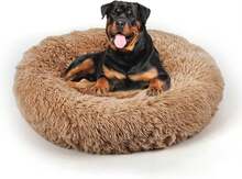 Ultra - Soft Faux Fur Round Plush Donut Cuddler Bed For Large, Medium, And Small Dogs And Cats, Cat Calming Bed - Lạc đà - Xem 12