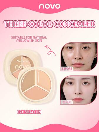 NOVO 三合一防水、防汗、控油遮瑕盘，遮盖黑眼圈、斑点、痘印、泪沟，不结块