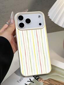 1pc Fashionable Minimalist Striped Textured Waterproof Shockproof Anti-Slip Soft Phone Case, Suitable As Birthday/Holiday Gift For Friends, Family, Couples, Compatible With Apple/ Phones - Multicolor - View 5