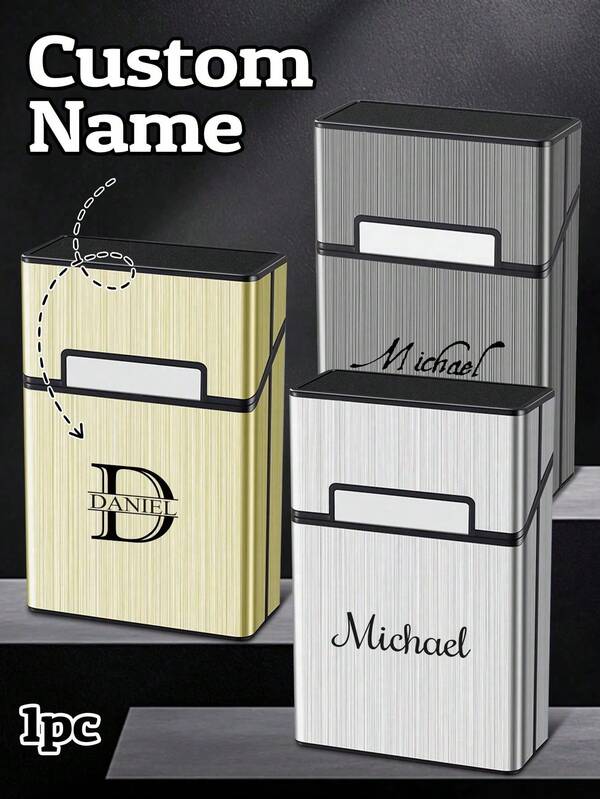 1pc Customized Engraved Cigarette Case, Personalized Cigarette Box, Custom Gift For Husband, Boyfriend, Dad, Grandfather, Birthday Gift, Personalized With Name, Photo, Etc.