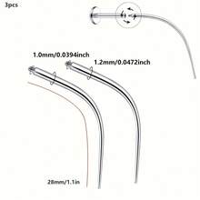 3pcs/Set 18G/16G/14G Hypoallergenic Stainless Steel External/Internal Thread Curved Barbell Tapered Body Piercing Jewelry Insertion Tool Kit, Suitable For Ear/Nose/Lip/Eyebrow/Navel/Tongue Piercing And Stretching