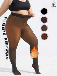 1pc Plus Size 220g Women Thermal Tights, Thermal Lined Tight , Stirrup Tights For Winter, Cozy - Multicolor - View 10