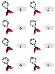 1 pieza Gorro de marinero de poliéster para mujeres y hombres, gorro de capitán de yate, adecuado para Halloween, Navidad, despedida de soltera, cosplay, fiesta de yate, desfile, fiesta de adultos, accesorio de playa para mantener la cabeza caliente en invierno