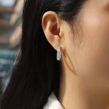 1 对梯形切割莫桑石耳钉，18K 白金镀 925 纯银，经仪器测试，附 GRA 证书，低致敏材料，适合毕业典礼、婚礼、圣诞节、派对和日常佩戴 - 銀色 - 查看 2