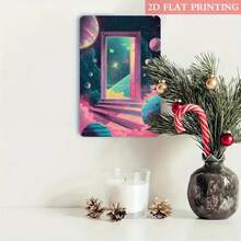 2D Flat 1pc, Cosmic Portal Metal Sign, 8x12 Inch Iron Wall Decor, Fantasy Space Aesthetic, Ideal For Galactic-Themed Rooms And Astronomy Enthusiasts, Unique Gift, Astronaut Decor, Perfect For Room Decor - White - View 6