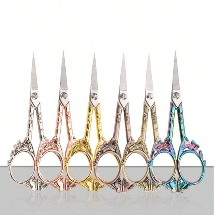 1 Pc Vintage  Style Scissors Stainless Steel For Cross Stitch Cutting Embroidery Sewing Handcraft Craft Art Work DIY Tool - 彩色 - 查看 1