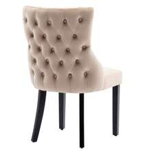 Beige Velvet 4-Leg Dining Chair With Button Tufting And Solid Wood Frame (Set Of 2) - Beige - View 7
