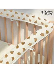 3 件套 Ins 风格婴儿床围栏，婴儿床护栏 - 透气网眼，可爱动物印花图案，可水洗，圣诞节、万圣节、感恩节送给宝宝的完美礼物