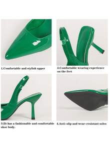 女士尖头小猫跟一脚蹬凉鞋 - 綠色 - 查看 7